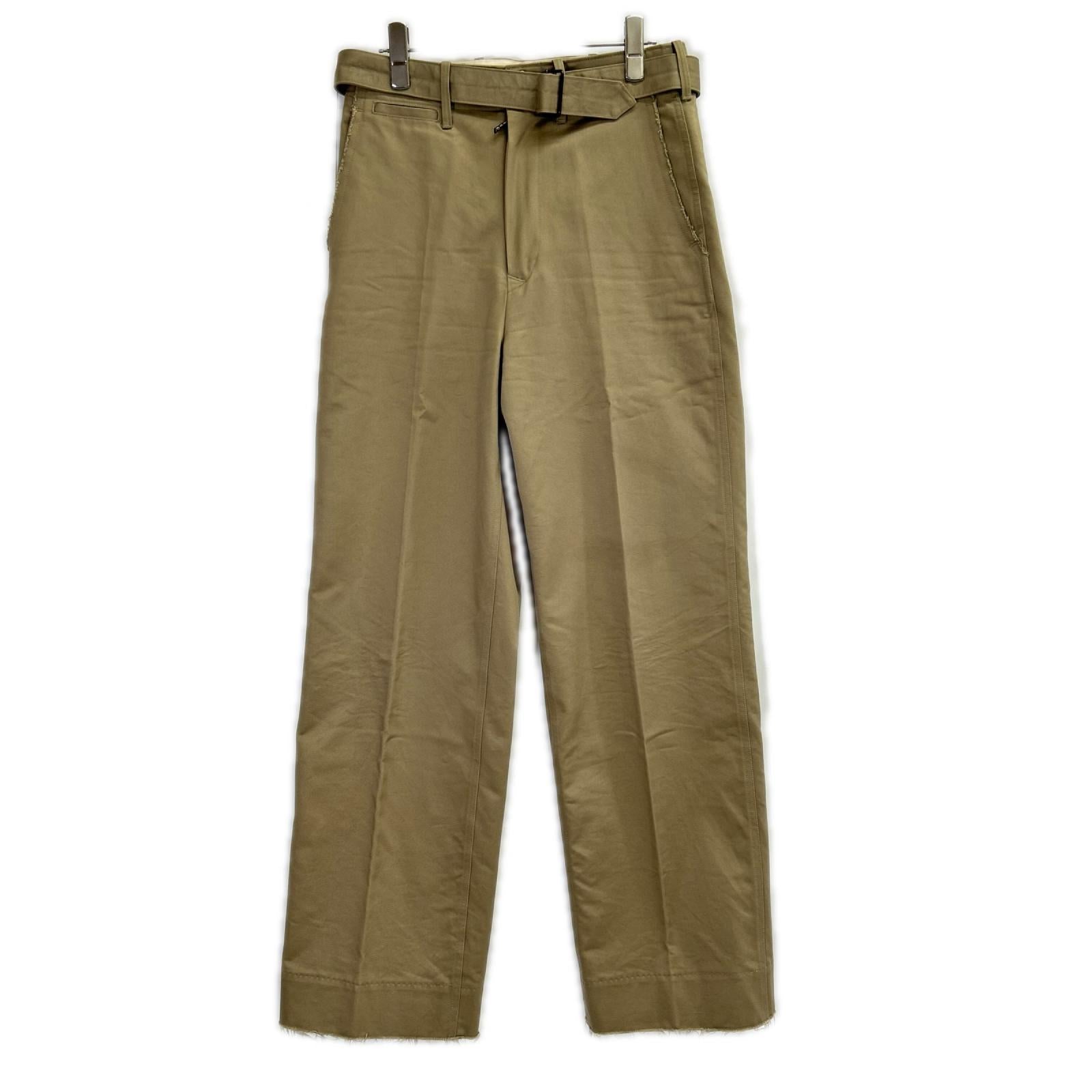 LUDLOW ラドロー 23-LD23A-PT003-002-009 ベージュ コットン Brezel ベルト付 フリンジ チノパンツ ボトムス