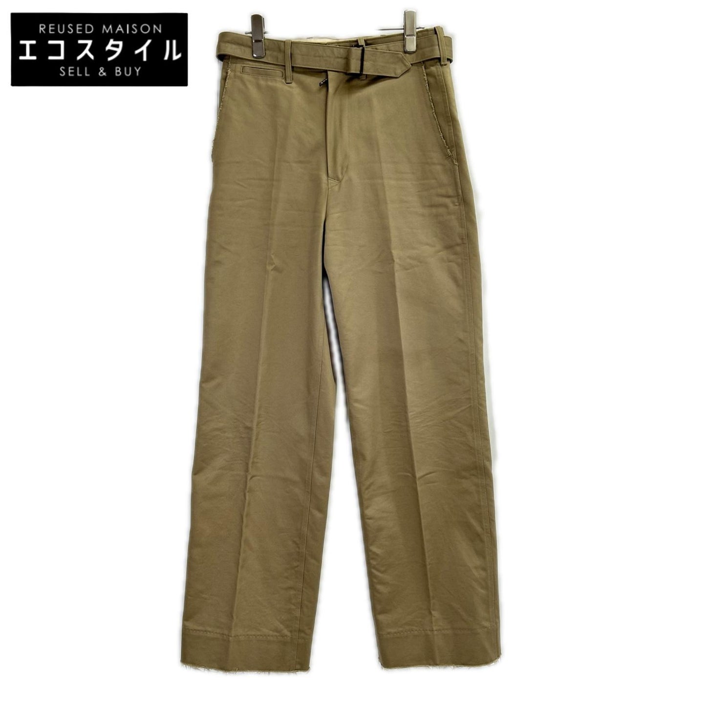 LUDLOW ラドロー 23-LD23A-PT003-002-009 ベージュ コットン Brezel ベルト付 フリンジ チノパンツ ボトムス