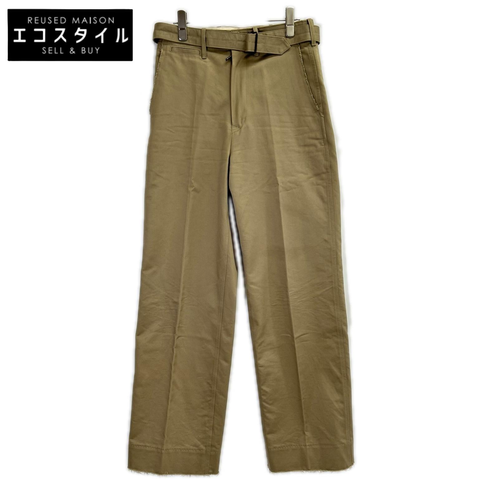 LUDLOW ラドロー 23-LD23A-PT003-002-009 ベージュ コットン Brezel ベルト付 フリンジ チノパンツ ボトムス