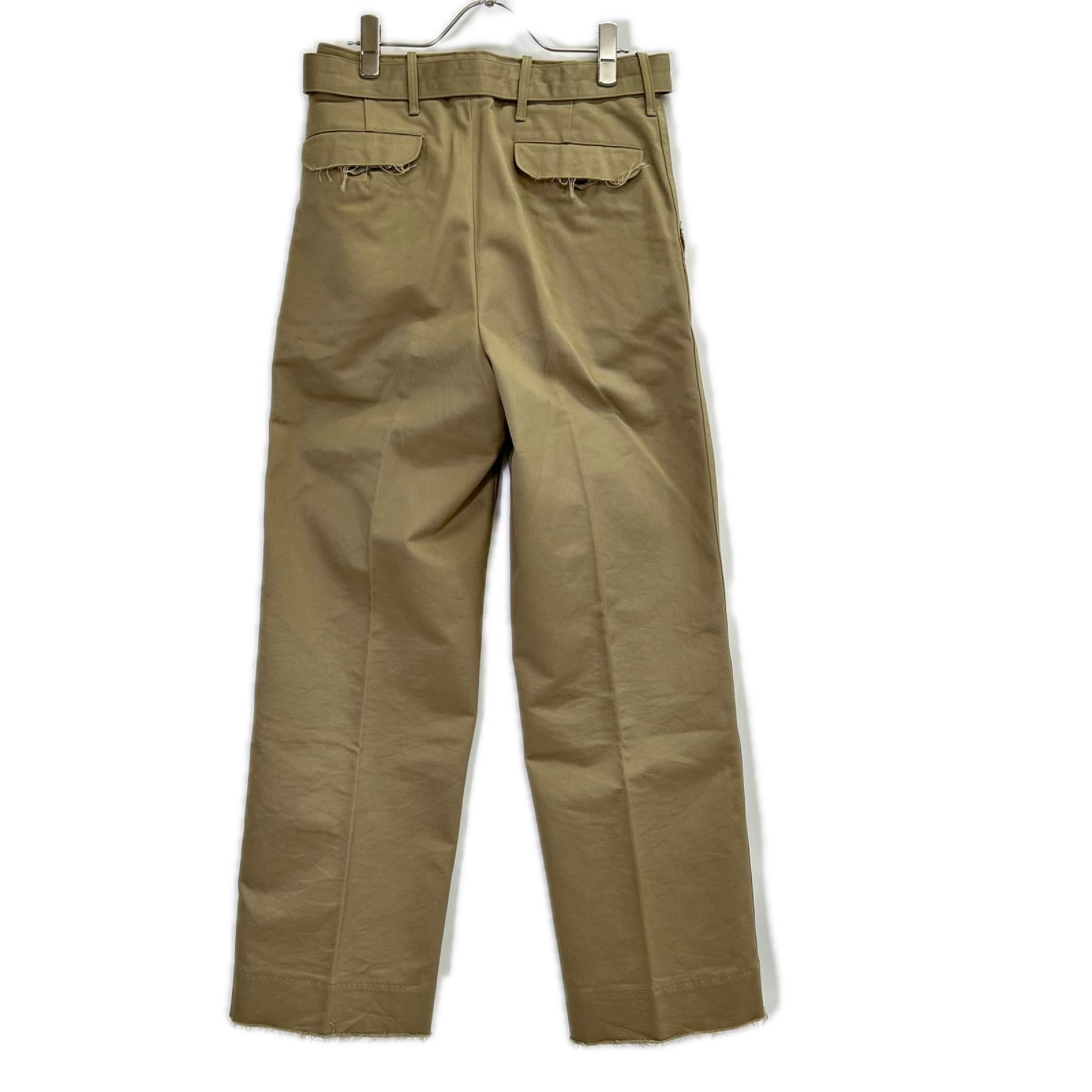 LUDLOW ラドロー 23-LD23A-PT003-002-009 ベージュ コットン Brezel ベルト付 フリンジ チノパンツ ボトムス