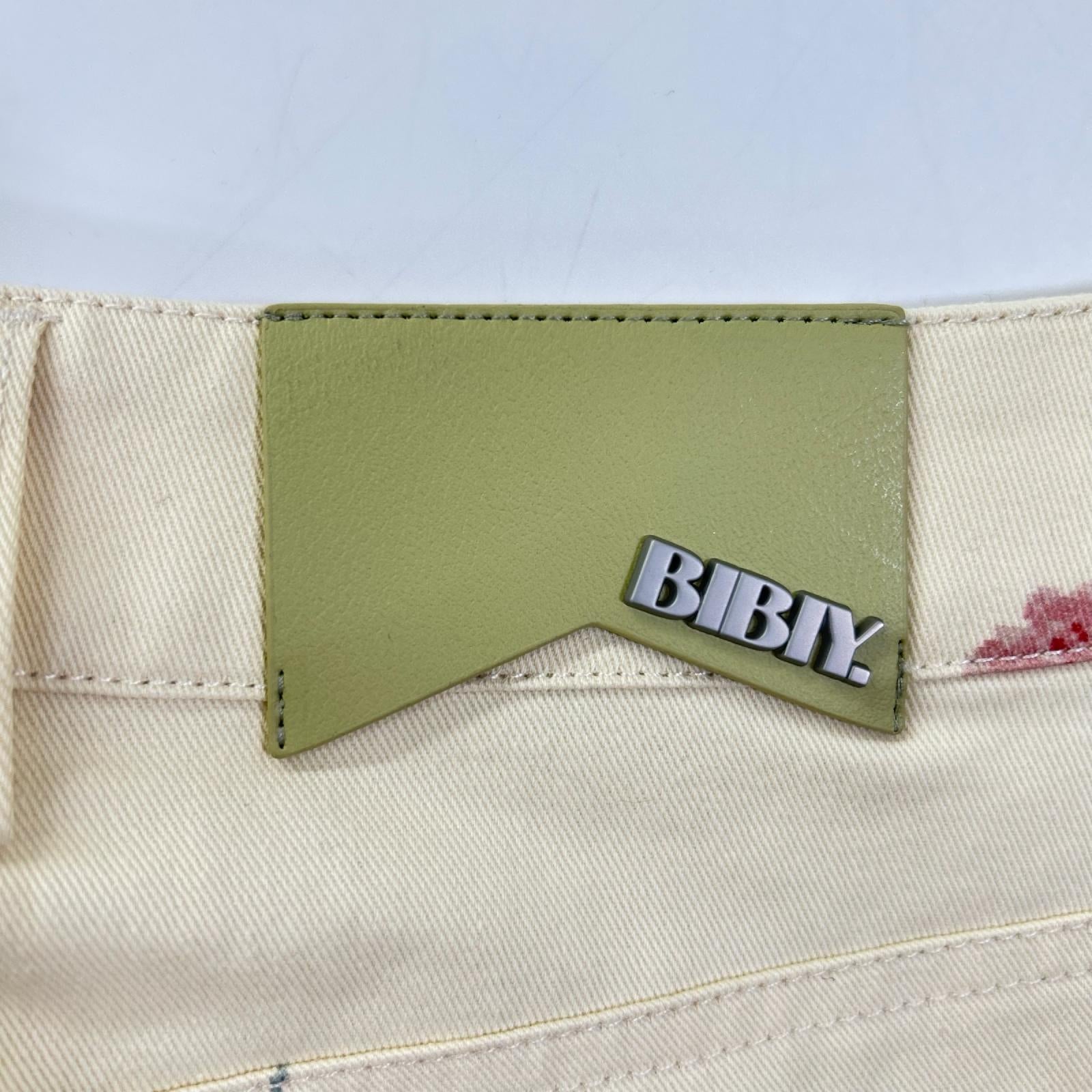 Bibiy ビビィ B60-PT097 アイボリー コットン ジップフライ ローズ刺繍 デニムパンツ ボトムス