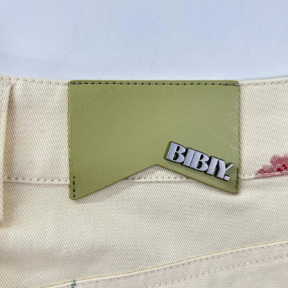 Bibiy ビビィ B60-PT097 アイボリー コットン ジップフライ ローズ刺繍 デニムパンツ ボトムス