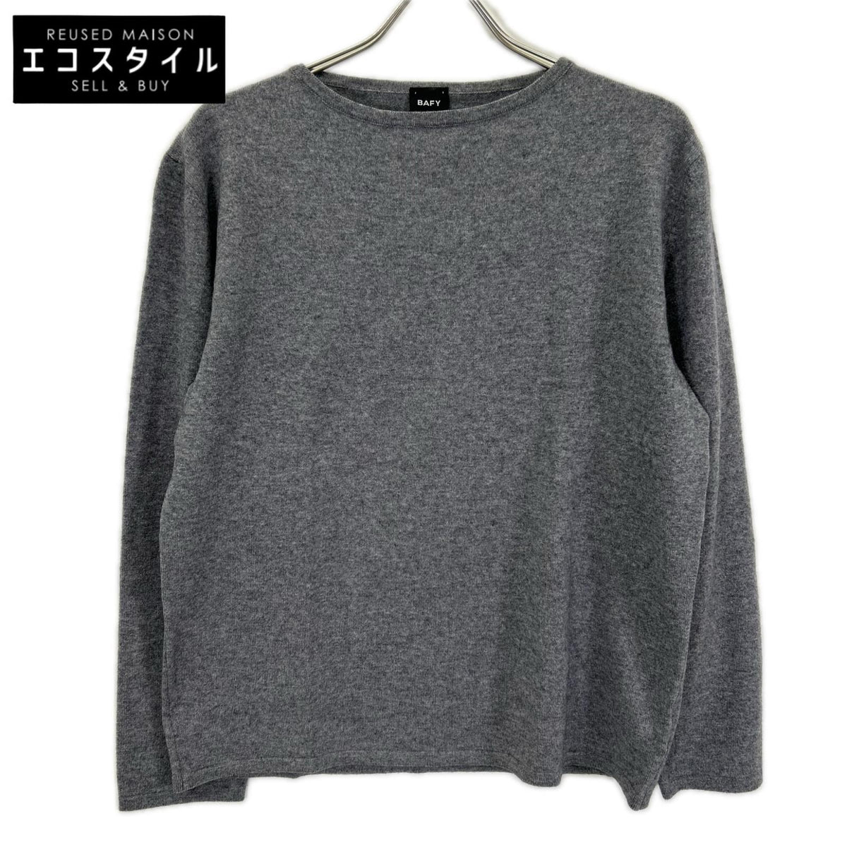 BAFY バフィー 【BEAMS別注】グレー カシミヤ100 ボートネックニット トップス
