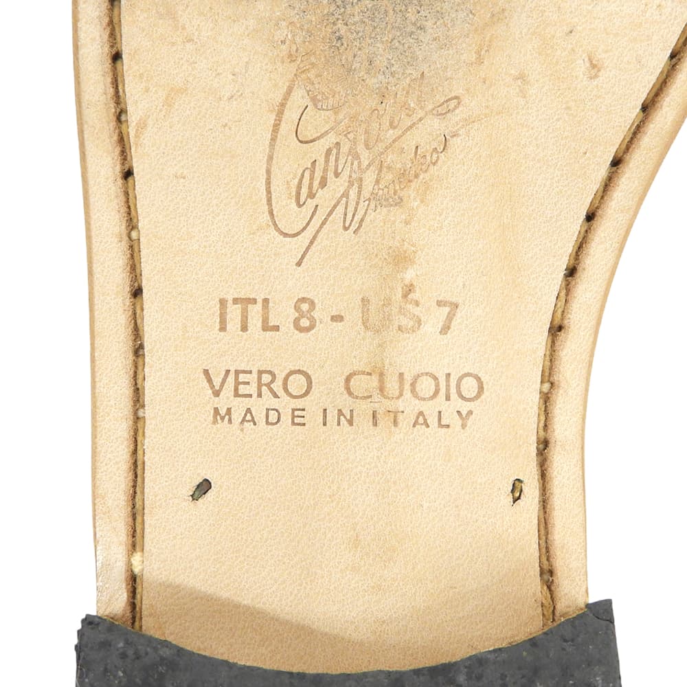 Amedeo Canfora Capri アメディオカンフォラカプリ GOLD-TAN 三角形メタルリング トングサンダル レザー ブラウン 37 US 7 シューズ
