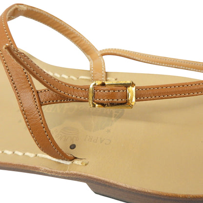 Amedeo Canfora Capri アメディオカンフォラカプリ GAIL トングサンダル シューズ レディース レザー ブラウン 37 US 7 シューズ
