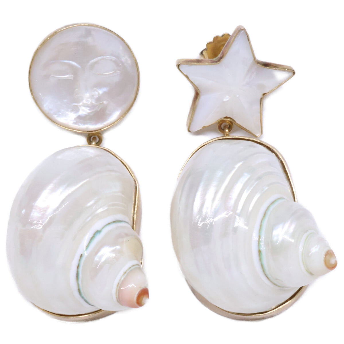 GRAINNE MORTON グレインモートン Moon and Star Shell Drops Earrings ムーン スター シェル ドロップ ピアス