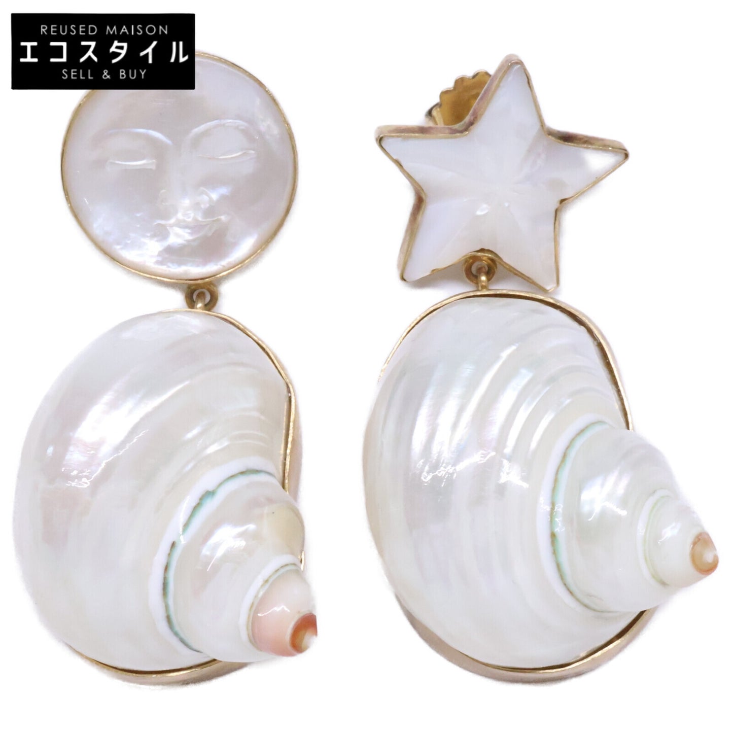 GRAINNE MORTON グレインモートン Moon and Star Shell Drops Earrings ムーン スター シェル ドロップ ピアス