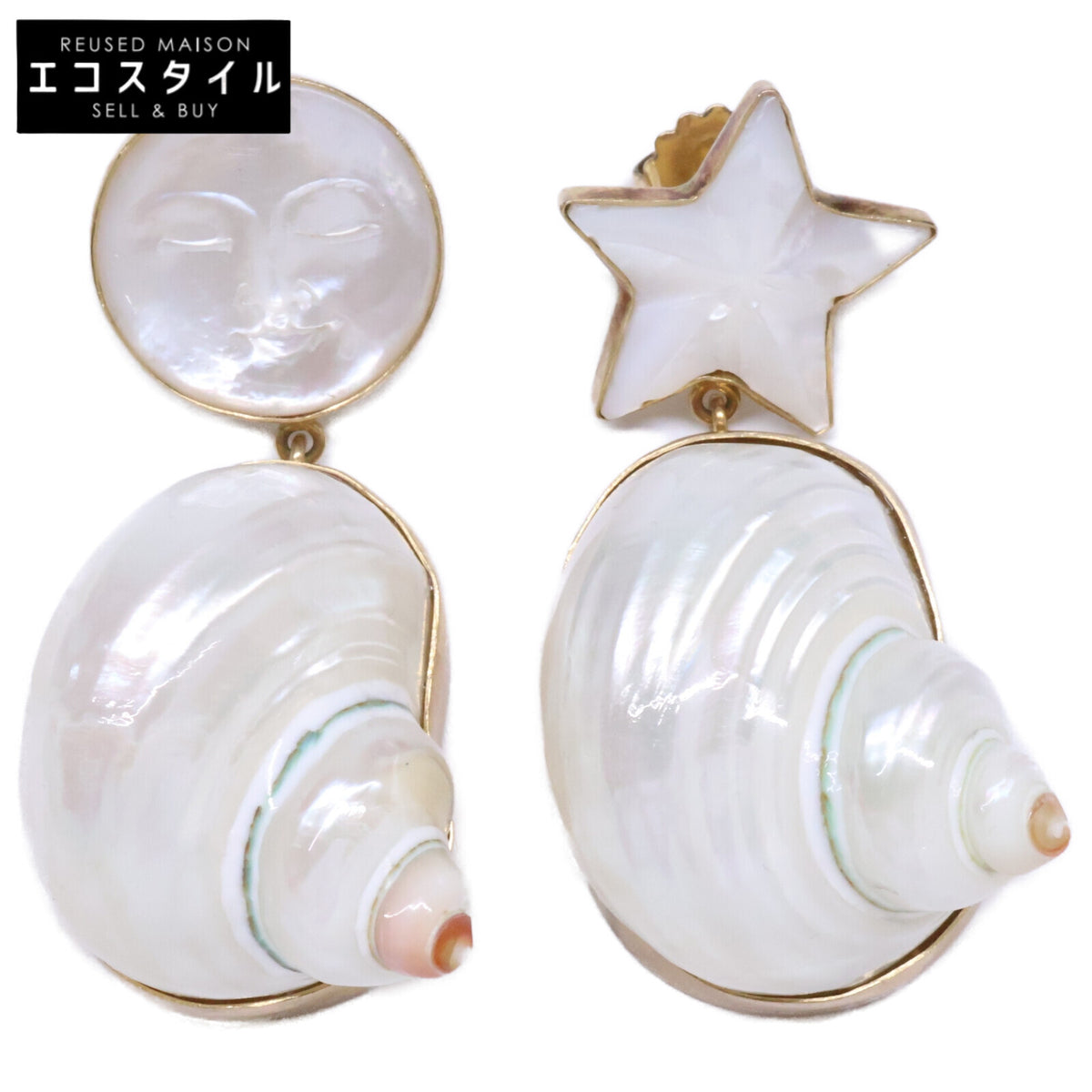 GRAINNE MORTON グレインモートン Moon and Star Shell Drops Earrings ムーン スター シェル ドロップ ピアス