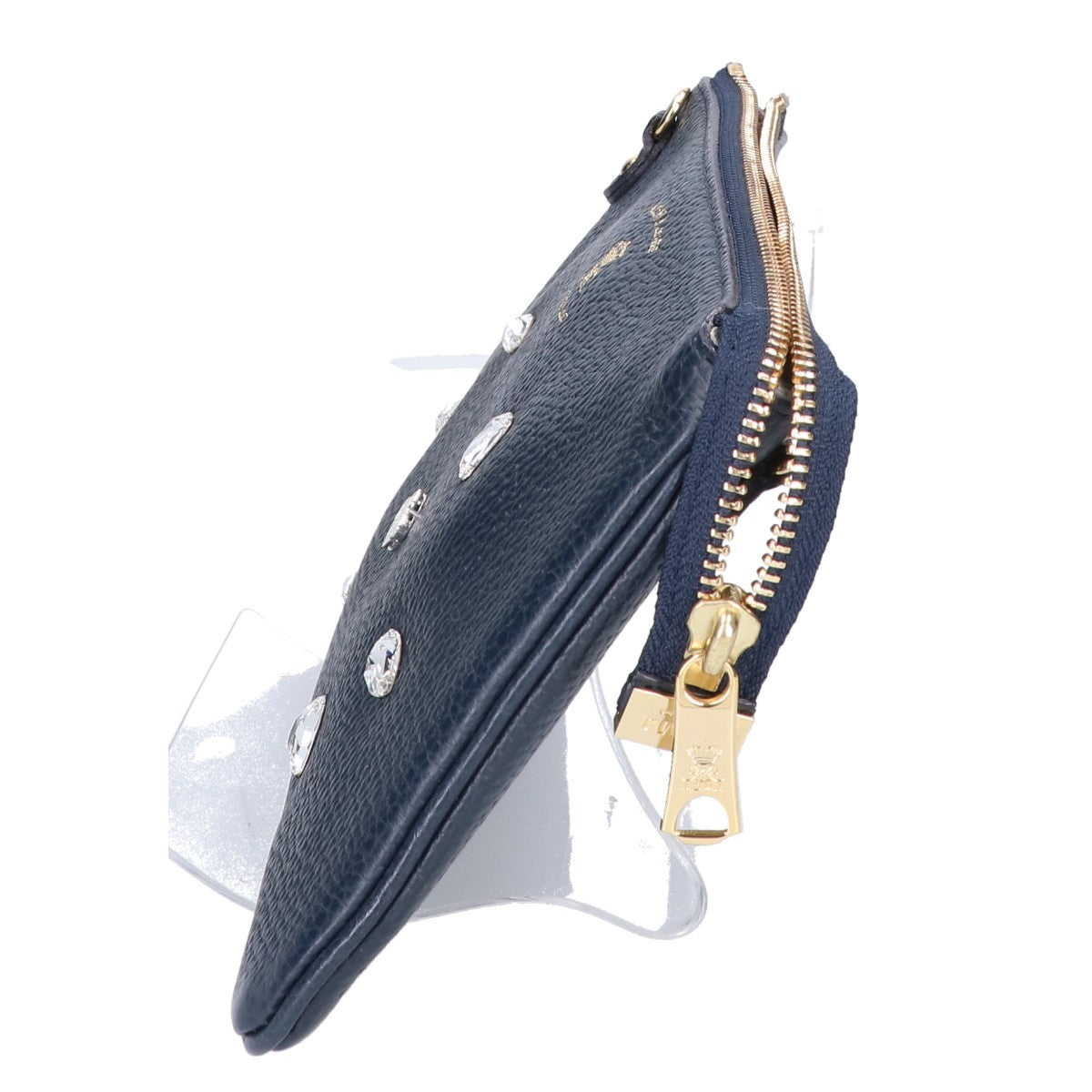 A.D.M.J. Accessoires De Mademoiselle ADMJ 【新品同様】アールデコ/スワロフスキー 牛革ショルダーポーチウォレット ショルダーバッグ