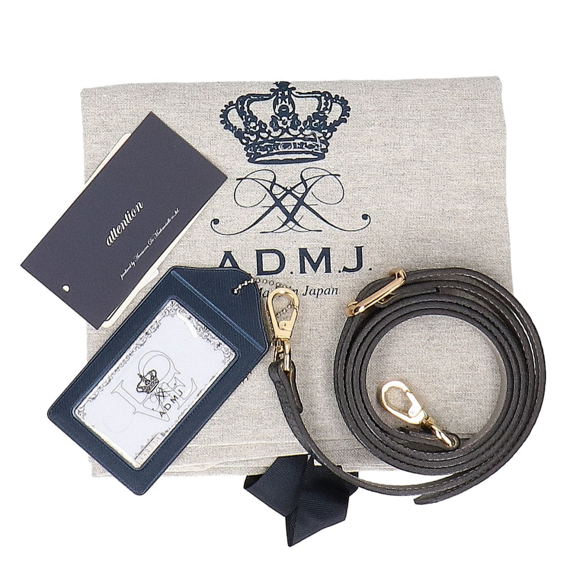 A.D.M.J. Accessoires De Mademoiselle ADMJ 【新品同様】アールデコ/スワロフスキー 牛革ショルダーポーチウォレット ショルダーバッグ