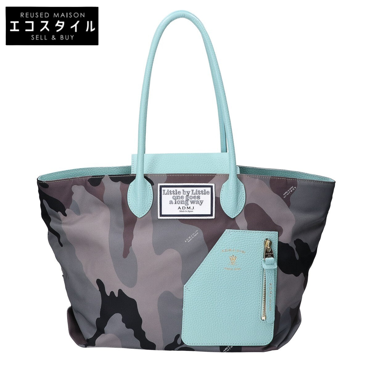 A.D.M.J. Accessoires De Mademoiselle ADMJ 【新品同様】カモフラ ナイロンｘレザー ライダースポケット トートバッグ