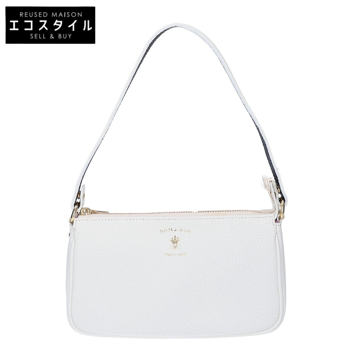 A.D.M.J. Accessoires De Mademoiselle ADMJ 【新品同様】牛革シュリンク型押し ワンショルダー ハンドバッグ