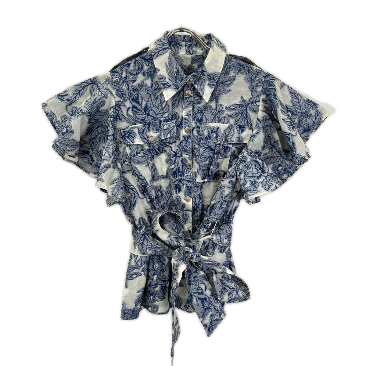 GRACE CONTINENTAL グレースコンチネンタル ブルー ジャイジャガード サファリシャツ ジャケット