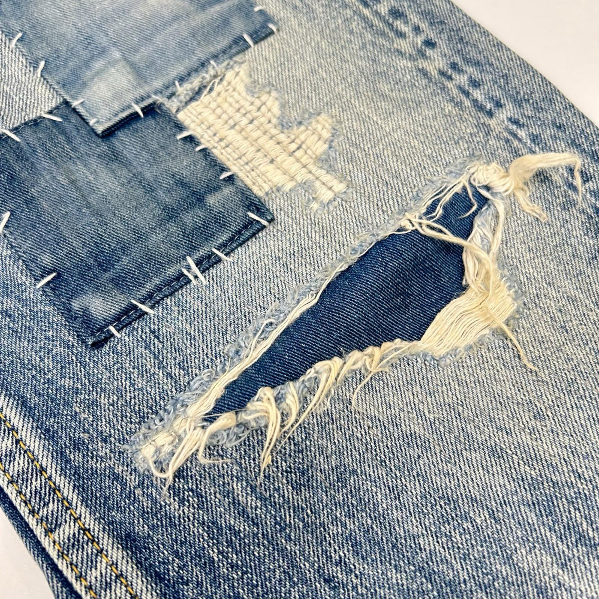 DENHAM デンハム 【JAPAN ARTISAN】 370本限定 Damage Repair Denim Pants 刺し子 デニムパンツ ボトムス