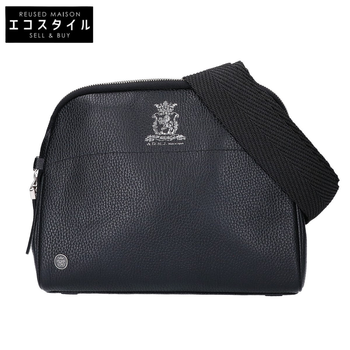 A.D.M.J. Accessoires De Mademoiselle ADMJ 【美品】牛革シュリンク型押し 2WAYショルダー クロスボディバッグ ハンドバッグ