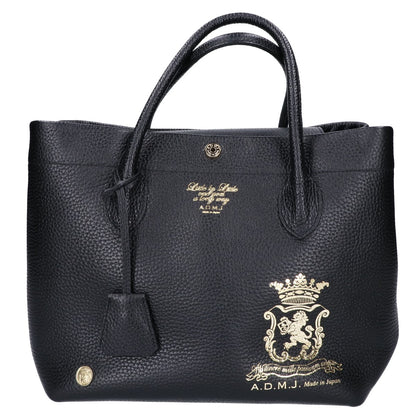 A.D.M.J. Accessoires De Mademoiselle ADMJ 【美品】牛革シュリンク型押しレザー キューブ トートバッグ