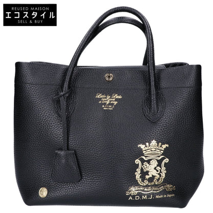 A.D.M.J. Accessoires De Mademoiselle ADMJ 【美品】牛革シュリンク型押しレザー キューブ トートバッグ
