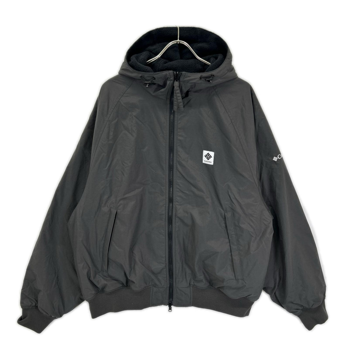 columbia コロンビア PM0986 グレー ナイロン×ボア スクエアパッチ リバーシブル フーディジャケット ジャケット