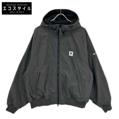 columbia コロンビア PM0986 グレー ナイロン×ボア スクエアパッチ リバーシブル フーディジャケット ジャケット