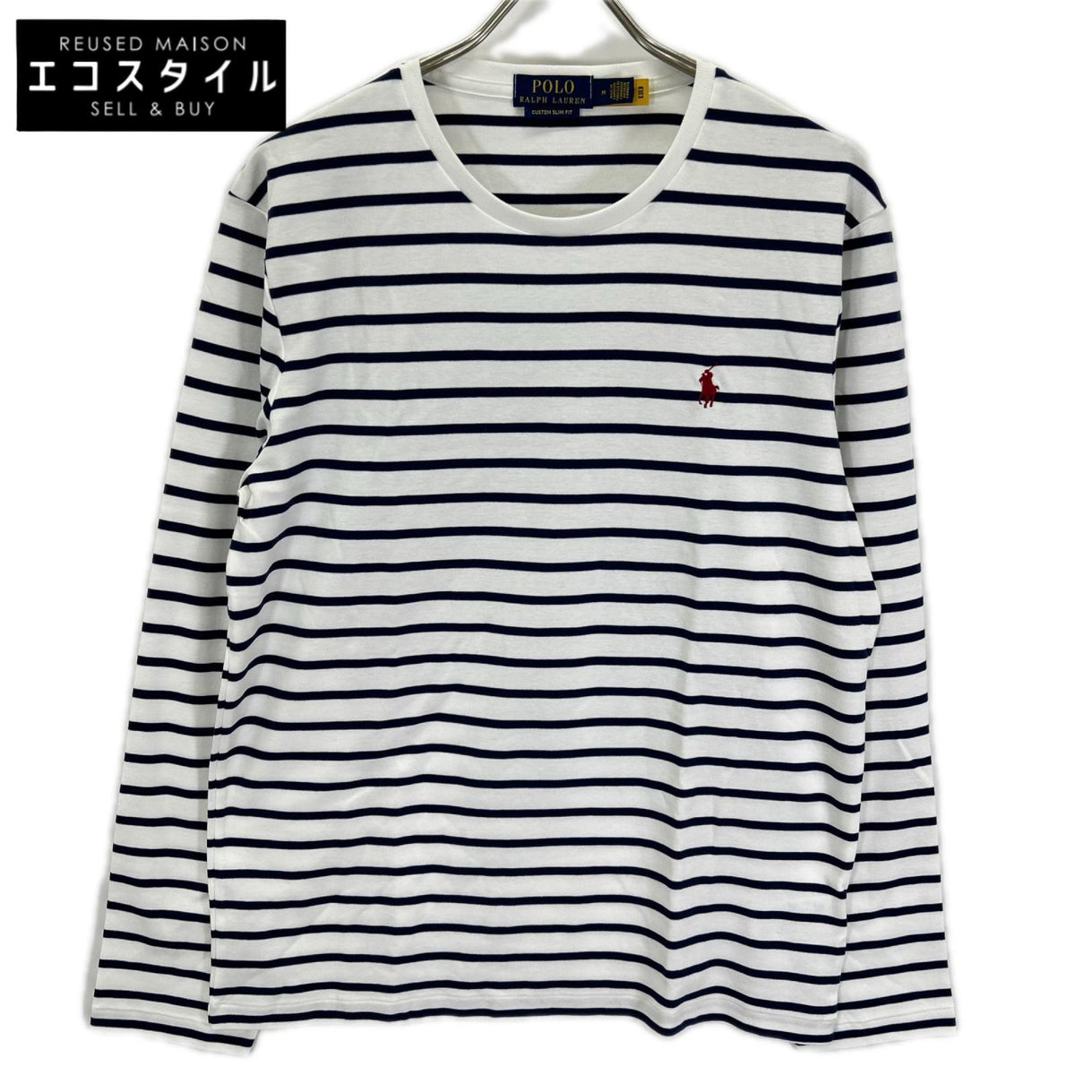POLObyRalphLauren ポロラルフローレン ホワイト×ネイビー ロングスリーブボーダープルオーバー トップス