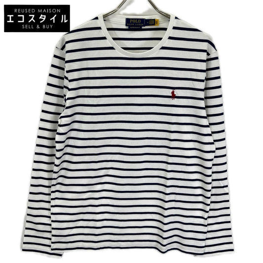POLObyRalphLauren ポロラルフローレン ホワイト×ネイビー ロングスリーブボーダープルオーバー トップス