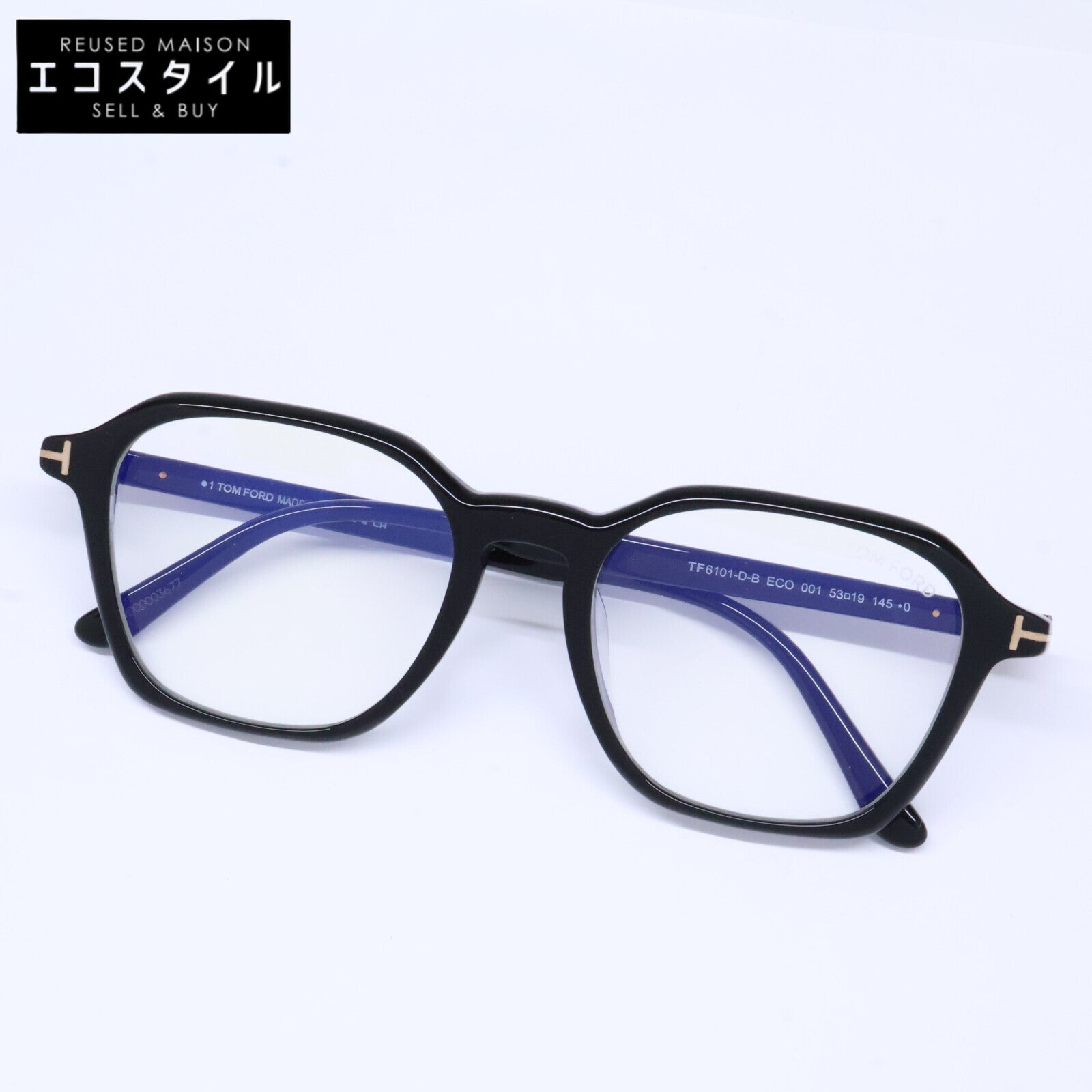 TOM FORD トムフォード FT6101-D-B/V 001 シャイニーブラック ウェリントン/ボストン調フレーム ブルーライトカットメガネ 眼鏡