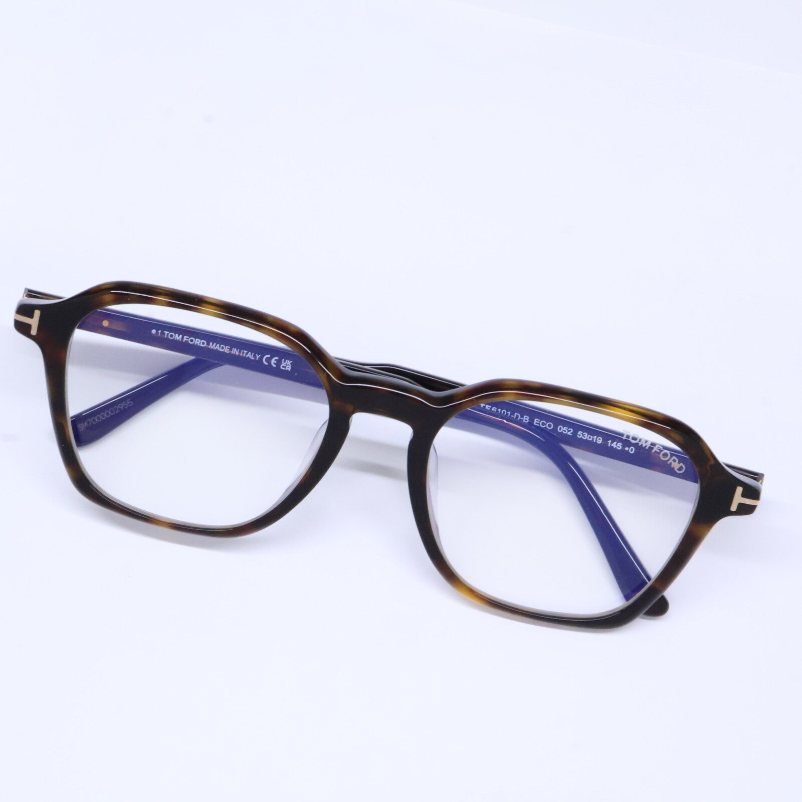 TOM FORD トムフォード FT6101-D-B/V 052 ダークハバナ ウェリントン/ボストン調フレーム ブルーライトカットメガネ 眼鏡