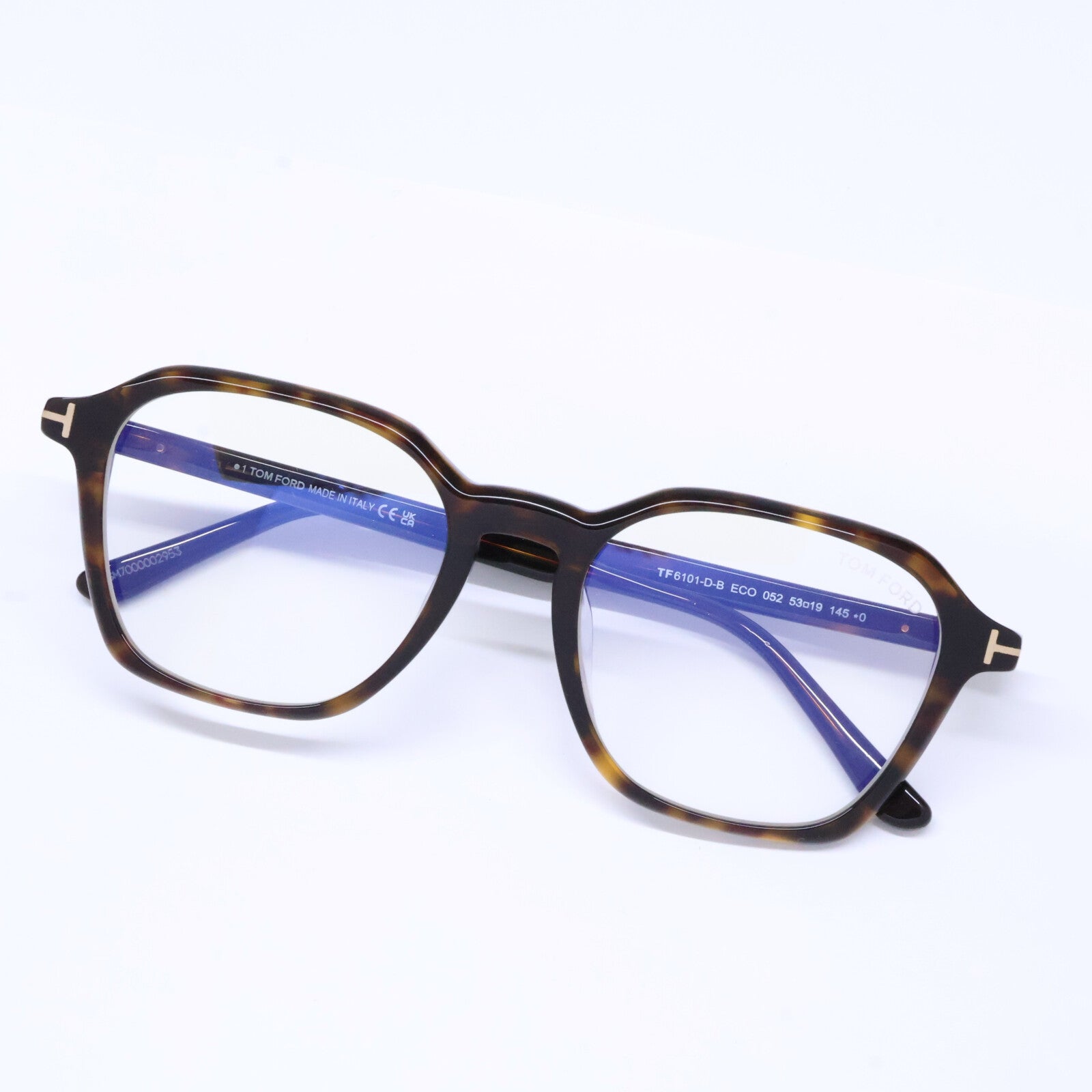 TOM FORD トムフォード FT6101-D-B/V 052 ダークハバナ ウェリントン/ボストン調フレーム ブルーライトカットメガネ 眼鏡
