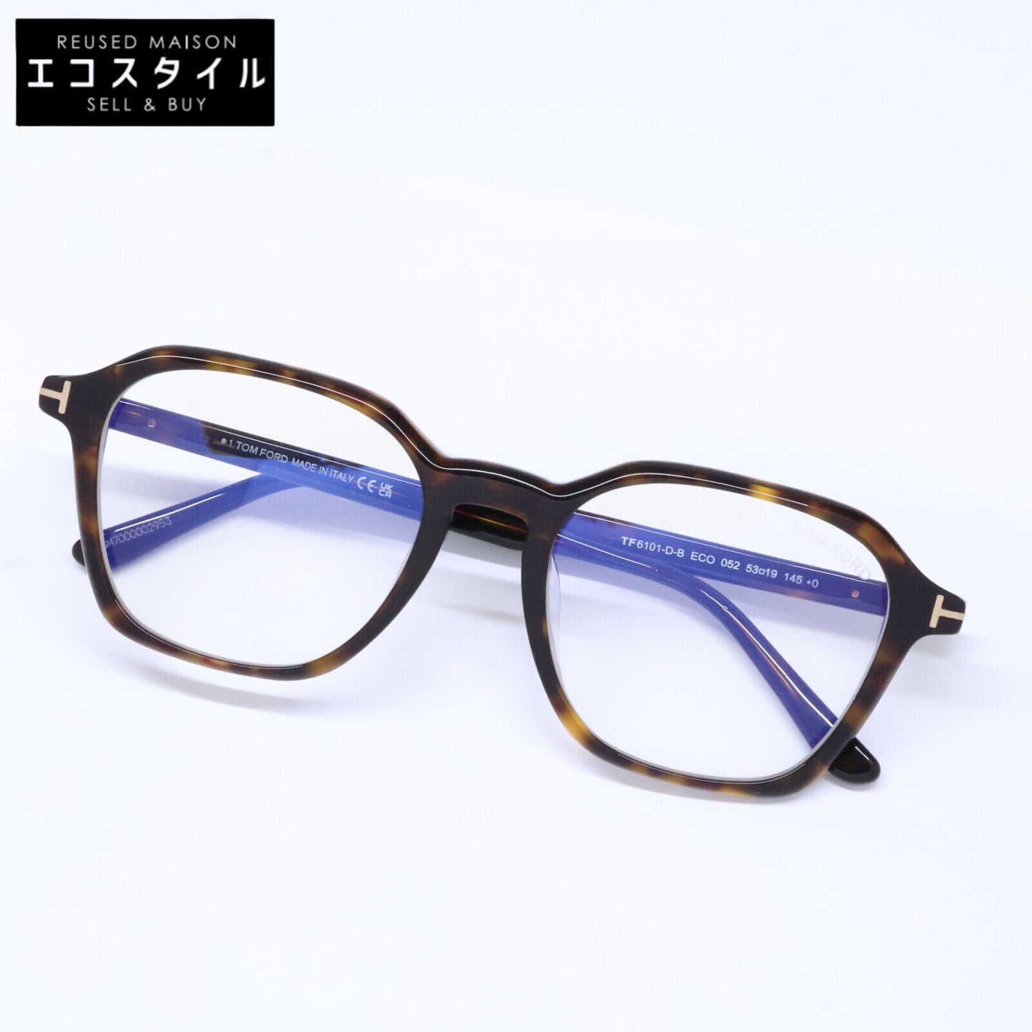 TOM FORD トムフォード FT6101-D-B/V 052 ダークハバナ ウェリントン/ボストン調フレーム ブルーライトカットメガネ 眼鏡