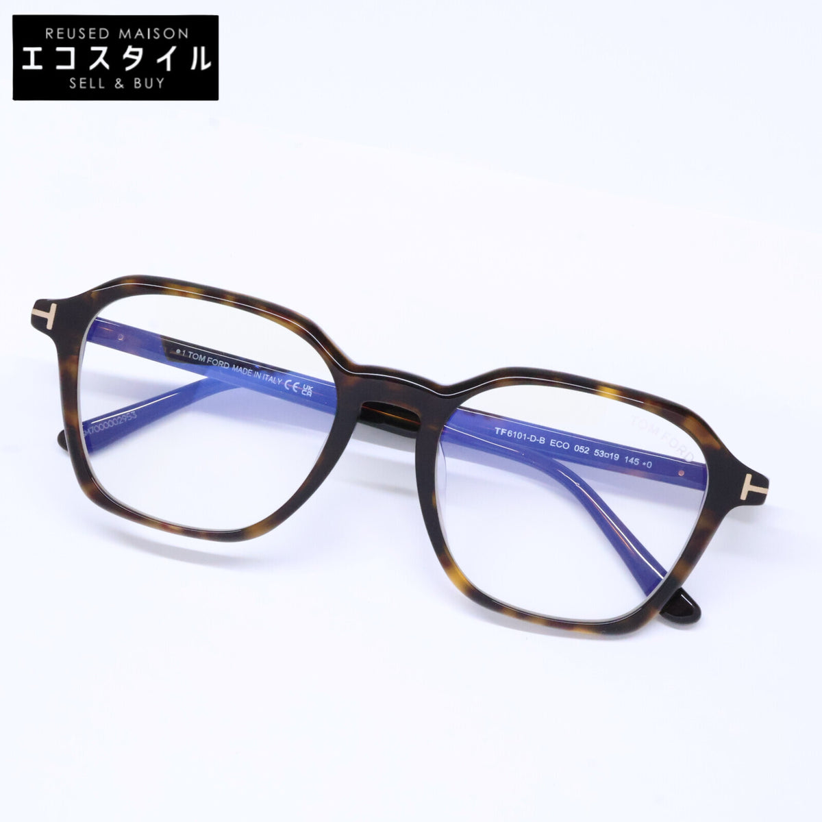 TOM FORD トムフォード FT6101-D-B/V 052 ダークハバナ ウェリントン/ボストン調フレーム ブルーライトカットメガネ 眼鏡