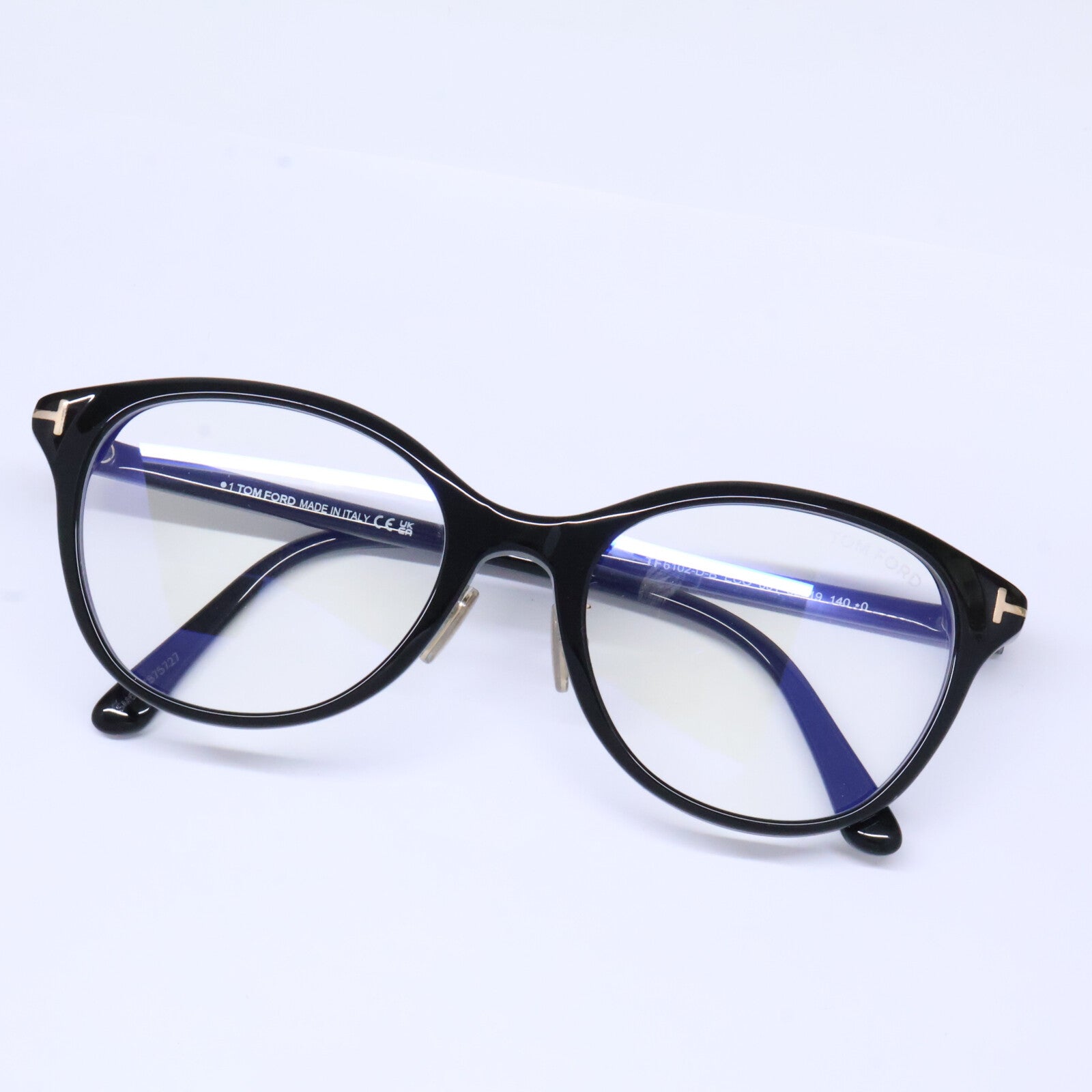 TOM FORD トムフォード FT6102-D-B/V 001 ブラック×ゴールド キャッツアイ/フルリム ブルーライトカットメガネ 眼鏡