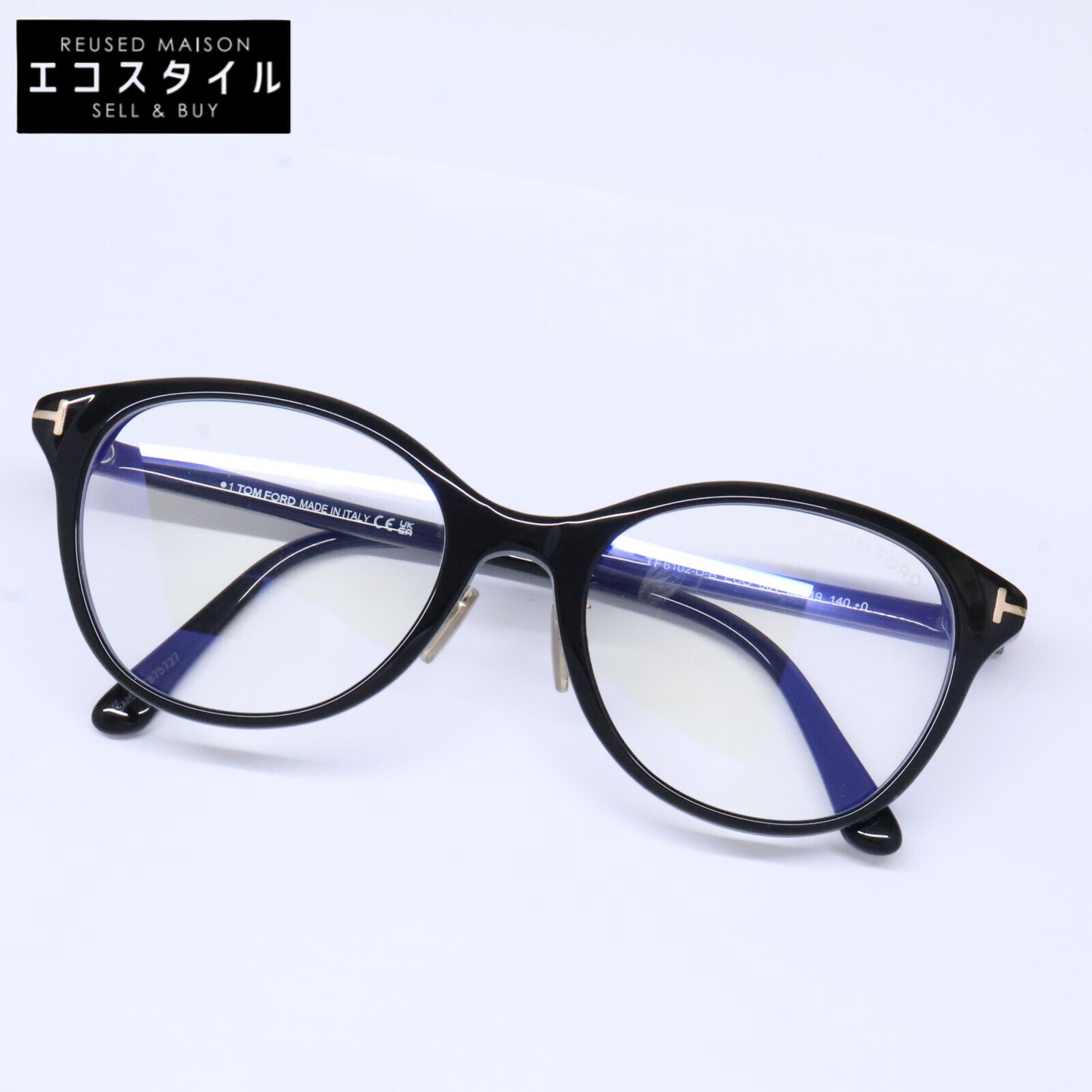 TOM FORD トムフォード FT6102-D-B/V 001 ブラック×ゴールド キャッツアイ/フルリム ブルーライトカットメガネ 眼鏡
