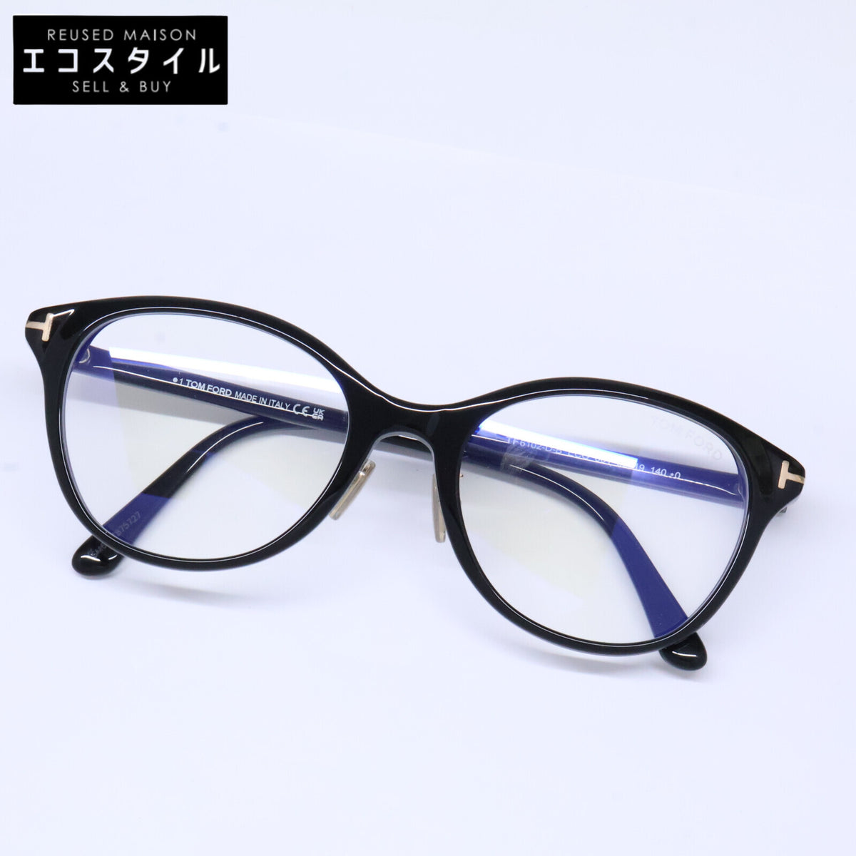 TOM FORD トムフォード FT6102-D-B/V 001 ブラック×ゴールド キャッツアイ/フルリム ブルーライトカットメガネ 眼鏡