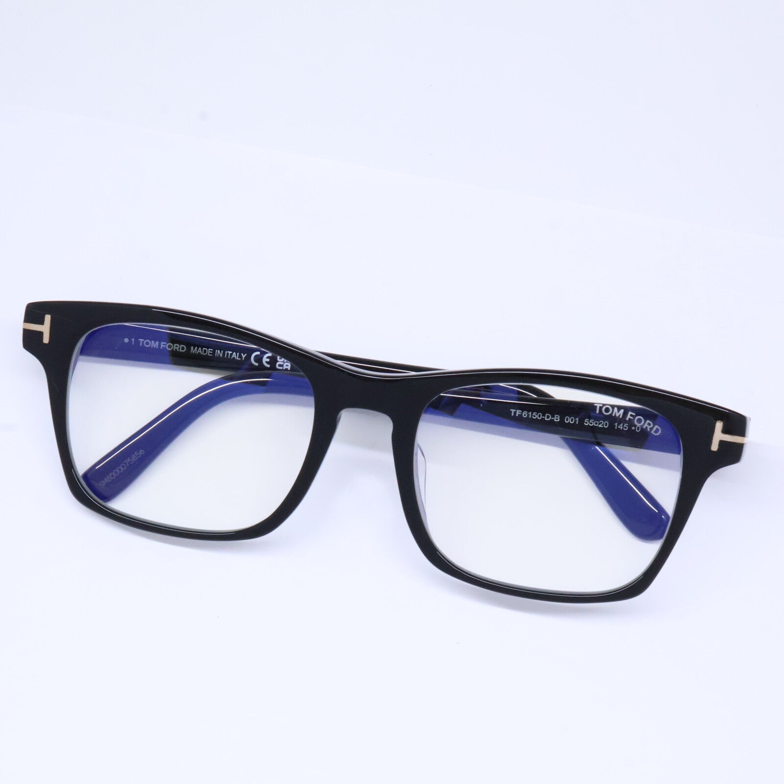 TOM FORD トムフォード FT6150-D-B/V 001 シャイニーブラック アジアフィット スクエアモデル ブルーライトカットメガネ 眼鏡
