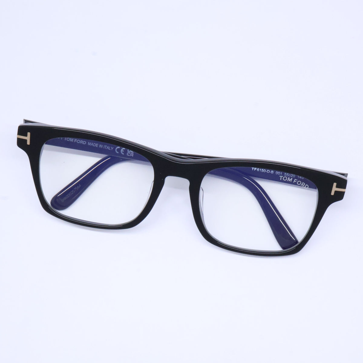 TOM FORD トムフォード FT6150-D-B/V 001 シャイニーブラック アジアフィット スクエアモデル ブルーライトカットメガネ 眼鏡