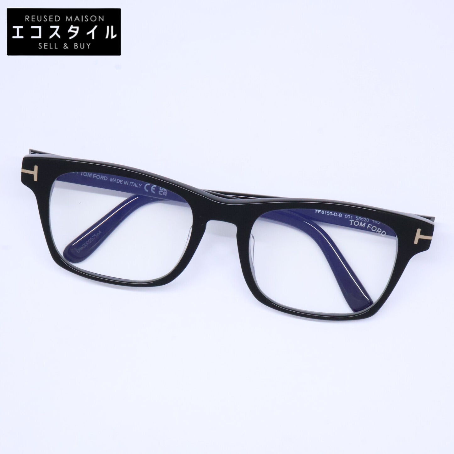 TOM FORD トムフォード FT6150-D-B/V 001 シャイニーブラック アジアフィット スクエアモデル ブルーライトカットメガネ 眼鏡