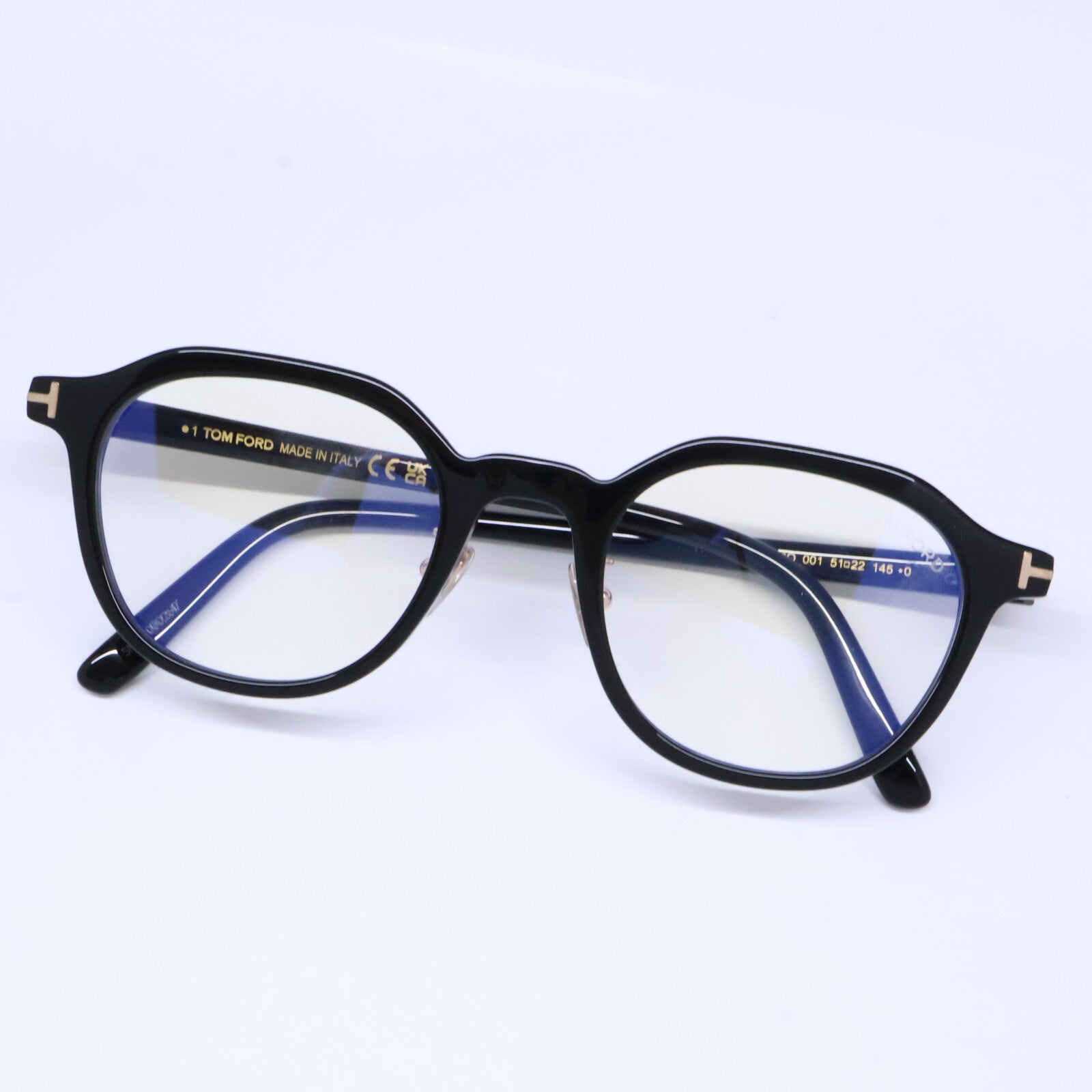 TOM FORD トムフォード FT6011-K-B/V 001 ブラック×ゴールド クラウンパントシェイプ ブルーライトカットメガネ 眼鏡
