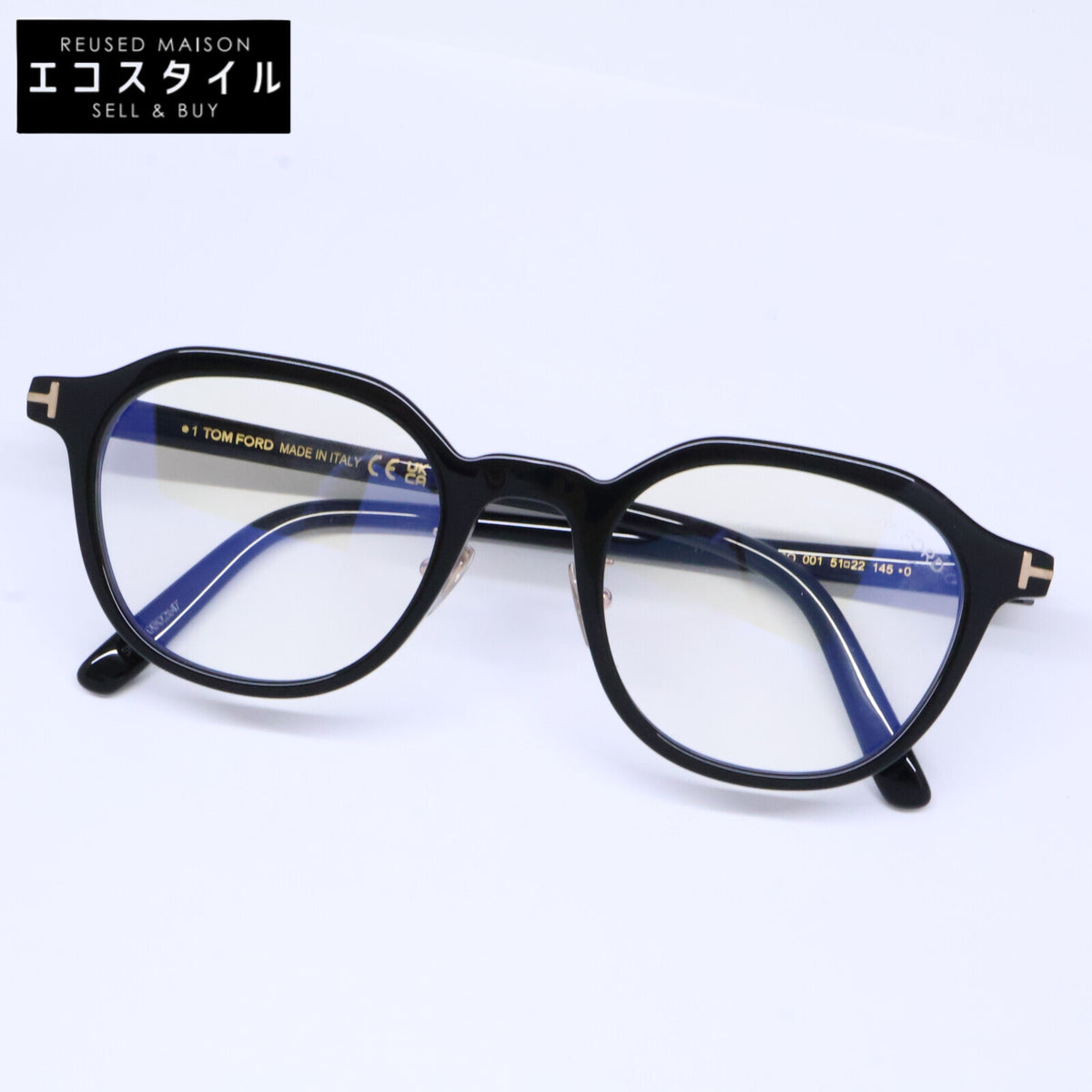 TOM FORD トムフォード FT6011-K-B/V 001 ブラック×ゴールド クラウンパントシェイプ ブルーライトカットメガネ 眼鏡