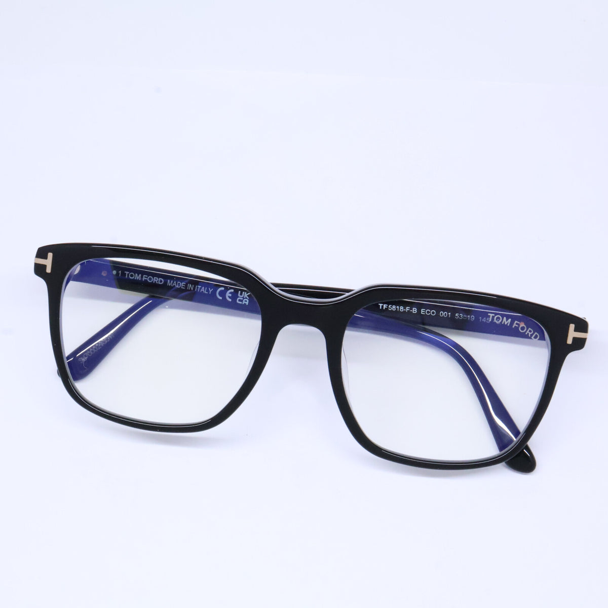 TOM FORD トムフォード FT5818-F-B/V 001 シャイニーブラック ウェリントン/スクエア型フレーム ブルーライトカットレンズメガネ 眼鏡