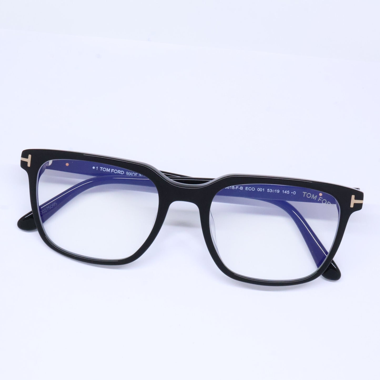 TOM FORD トムフォード FT5818-F-B/V 001 シャイニーブラック ウェリントン/スクエア型フレーム ブルーライトカットレンズメガネ 眼鏡