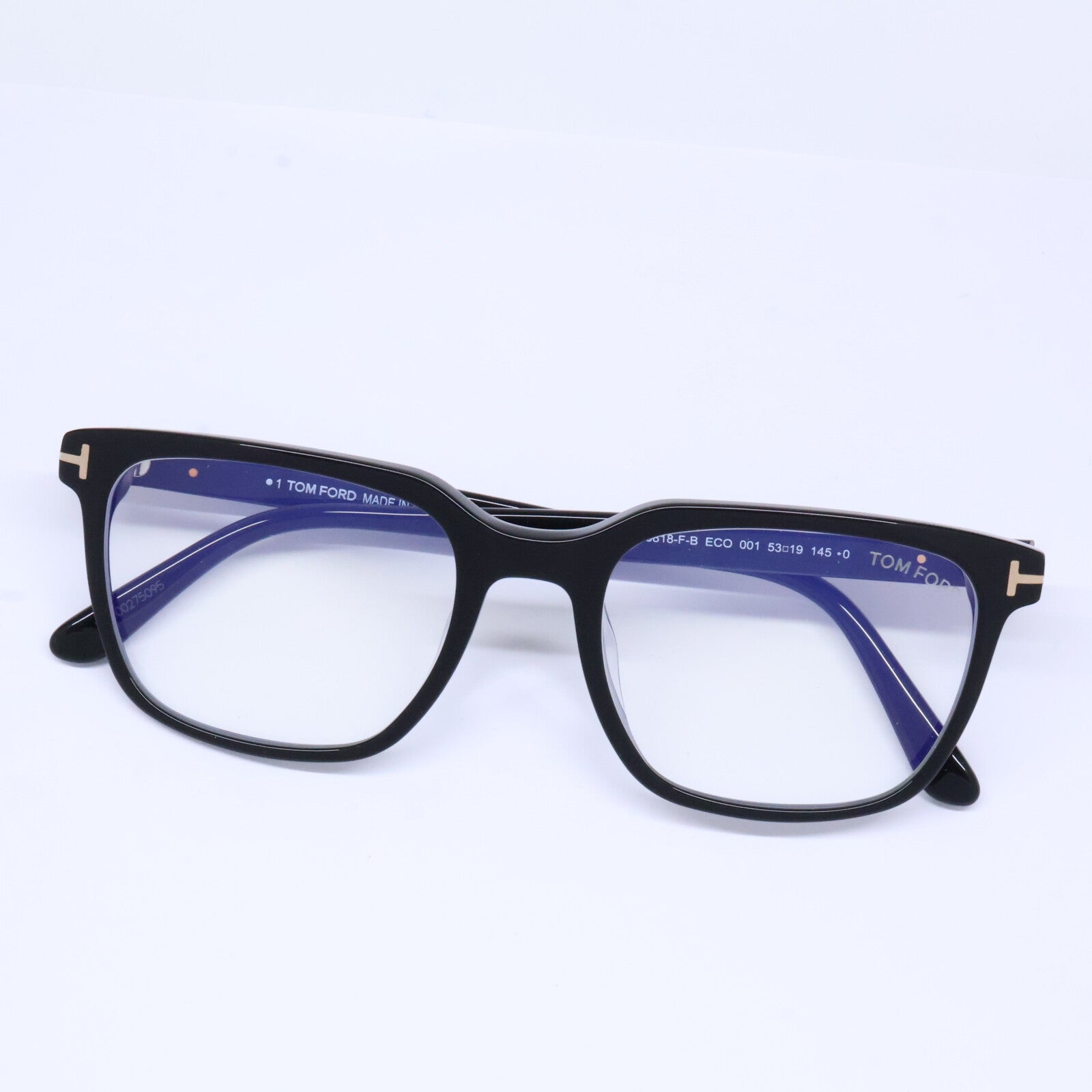 TOM FORD トムフォード FT5818-F-B/V 001 シャイニーブラック ウェリントン/スクエア型フレーム ブルーライトカットレンズメガネ 眼鏡