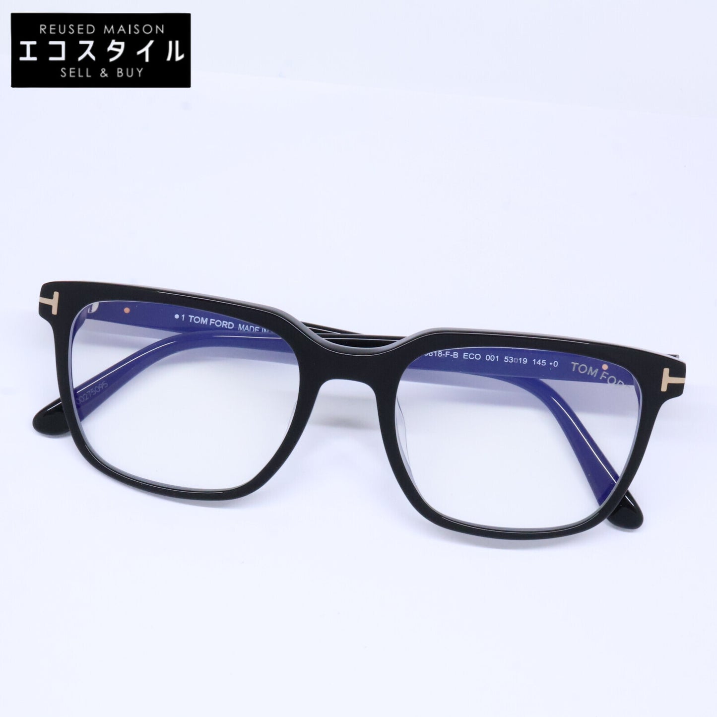 TOM FORD トムフォード FT5818-F-B/V 001 シャイニーブラック ウェリントン/スクエア型フレーム ブルーライトカットレンズメガネ 眼鏡