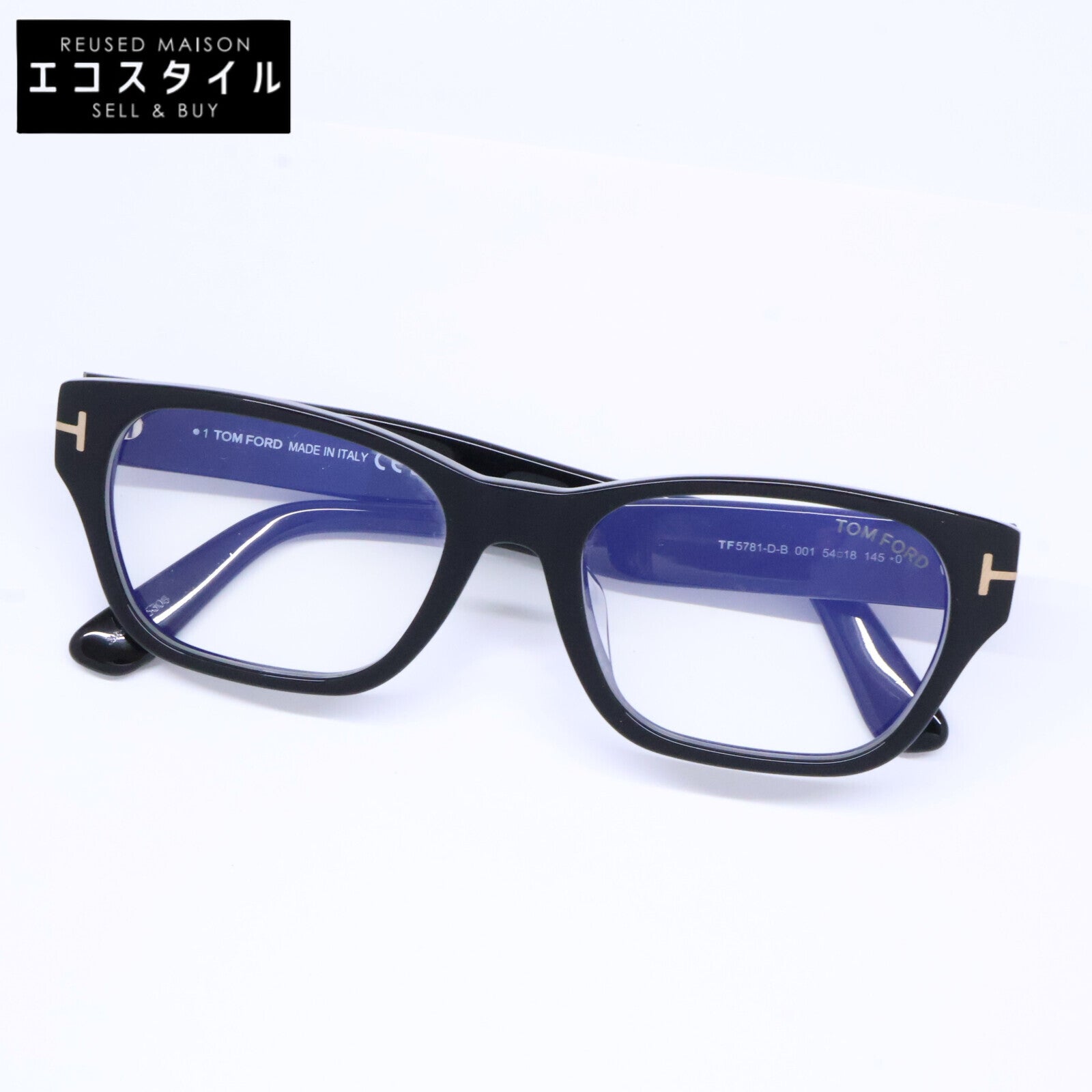 TOM FORD トムフォード FT5781-D-B/V 001 シャイニーブラック スクエア/ウェリントン ブルーライトカットレンズメガネ 眼鏡