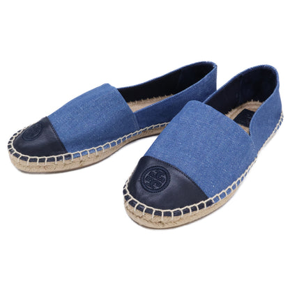 Tory Burch トリーバーチ 【新品同様】刺繍ロゴ デニムｘレザー エスパドリーユ シューズ シューズ