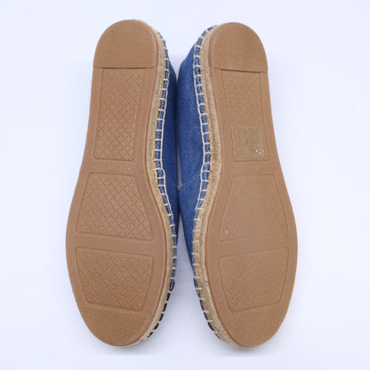 Tory Burch トリーバーチ 【新品同様】刺繍ロゴ デニムｘレザー エスパドリーユ シューズ シューズ
