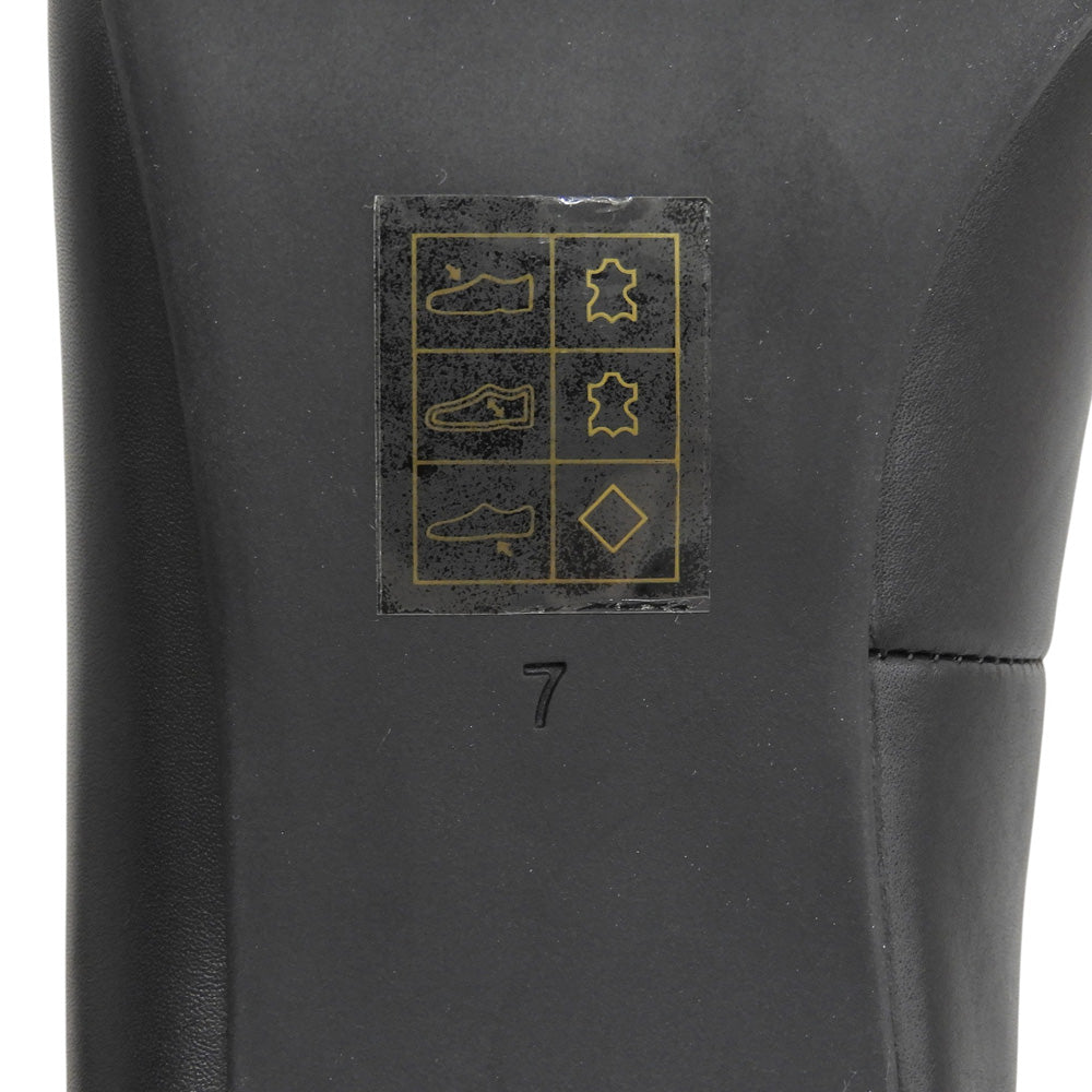 Tory Burch トリーバーチ 新品同様 ラウンドトゥ チャンキーヒール パンプス シューズ レディース ブラック ゴールドロゴ金具 7 シューズ