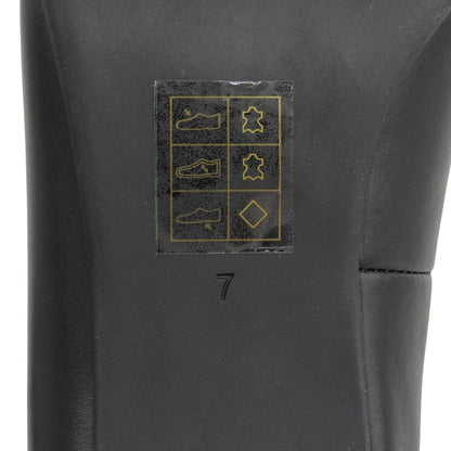 Tory Burch トリーバーチ 新品同様 ラウンドトゥ チャンキーヒール パンプス シューズ レディース ブラック ゴールドロゴ金具 7 シューズ