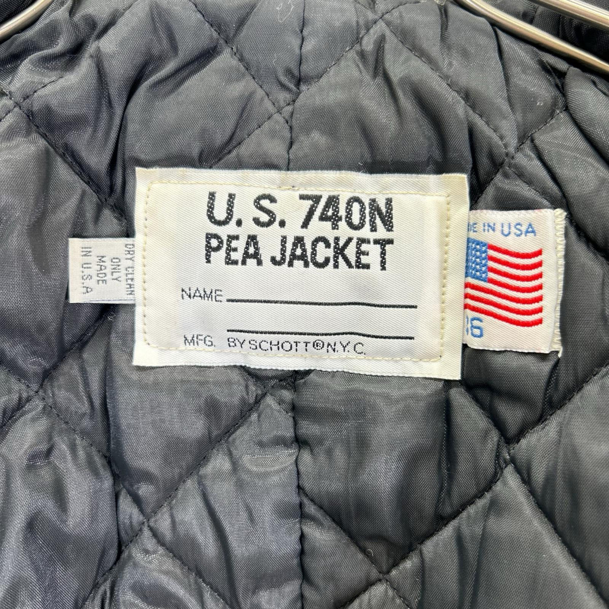 schott ショット U.S.740N グレー メルトンウール キルトライニング アンカーボタン ダブルブレストピーコート コート
