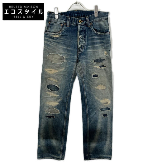 GLADHAND グラッドハンド インディゴ GLADDEN DENIM TYPE-1 ダメージ/リペア USED加工 セルヴィッチストレートデニム ボトムス