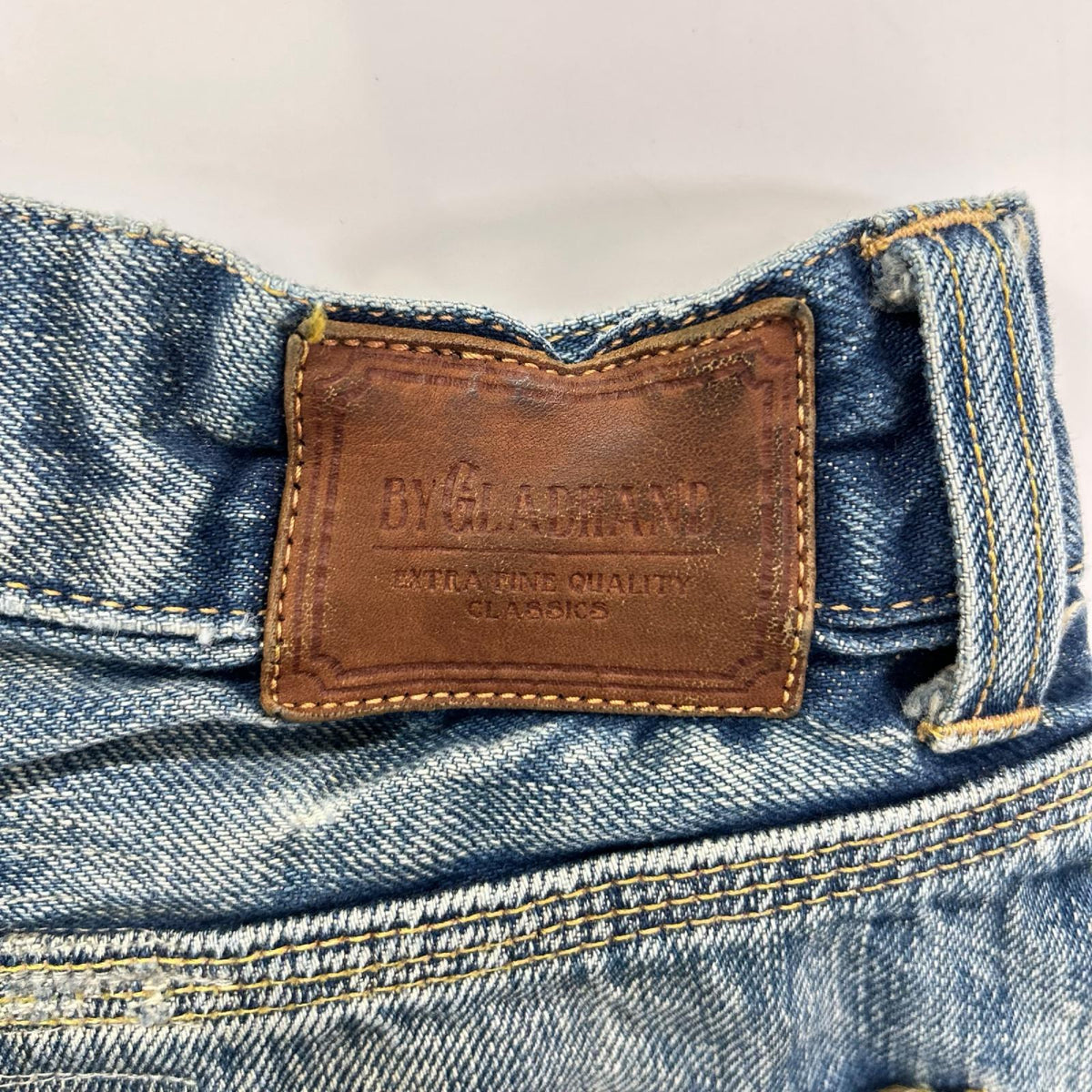GLADHAND グラッドハンド インディゴ GLADDEN DENIM TYPE-1 ダメージ/リペア USED加工 セルヴィッチストレートデニム ボトムス